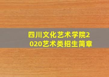 四川文化艺术学院2020艺术类招生简章