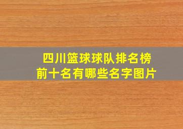 四川篮球球队排名榜前十名有哪些名字图片