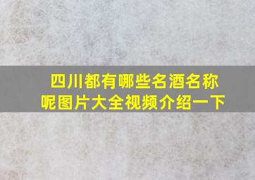 四川都有哪些名酒名称呢图片大全视频介绍一下