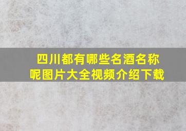 四川都有哪些名酒名称呢图片大全视频介绍下载