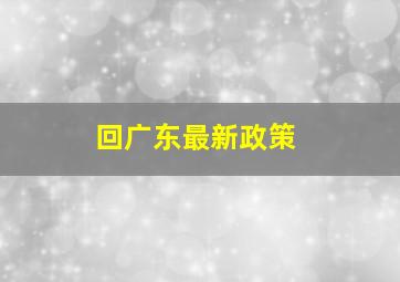 回广东最新政策