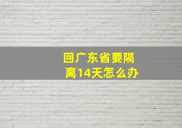 回广东省要隔离14天怎么办