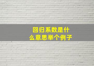 回归系数是什么意思举个例子