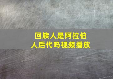 回族人是阿拉伯人后代吗视频播放