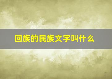 回族的民族文字叫什么