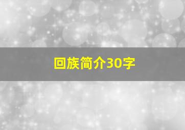 回族简介30字