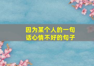 因为某个人的一句话心情不好的句子