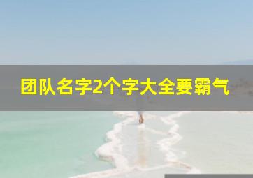 团队名字2个字大全要霸气