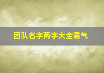 团队名字两字大全霸气