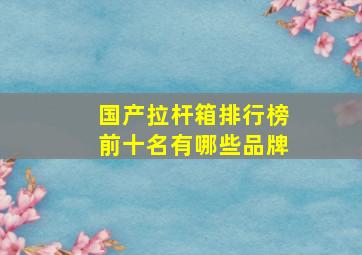 国产拉杆箱排行榜前十名有哪些品牌