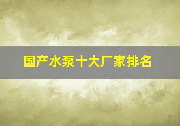 国产水泵十大厂家排名