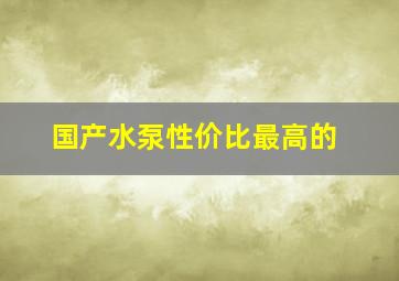 国产水泵性价比最高的