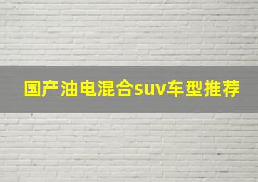 国产油电混合suv车型推荐