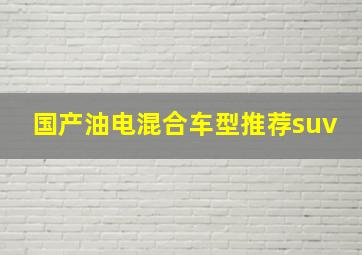 国产油电混合车型推荐suv