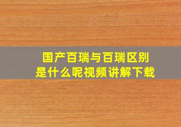 国产百瑞与百瑞区别是什么呢视频讲解下载