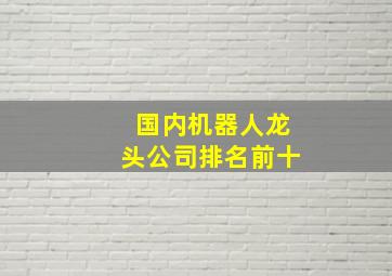 国内机器人龙头公司排名前十