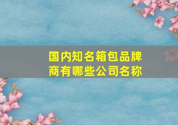 国内知名箱包品牌商有哪些公司名称