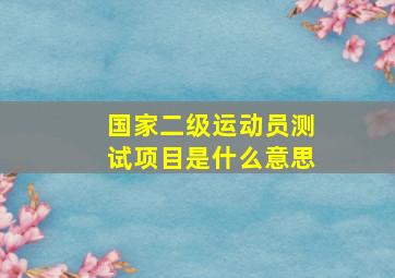 国家二级运动员测试项目是什么意思