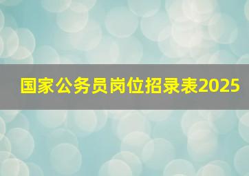 国家公务员岗位招录表2025