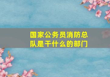 国家公务员消防总队是干什么的部门