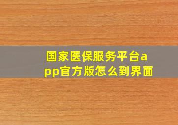 国家医保服务平台app官方版怎么到界面