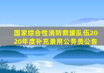 国家综合性消防救援队伍2020年度补充录用公务员公告