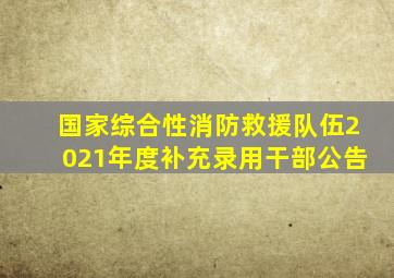 国家综合性消防救援队伍2021年度补充录用干部公告