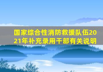 国家综合性消防救援队伍2021年补充录用干部有关说明