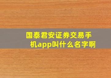 国泰君安证券交易手机app叫什么名字啊