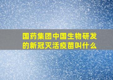 国药集团中国生物研发的新冠灭活疫苗叫什么