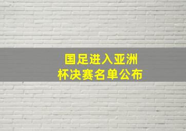 国足进入亚洲杯决赛名单公布