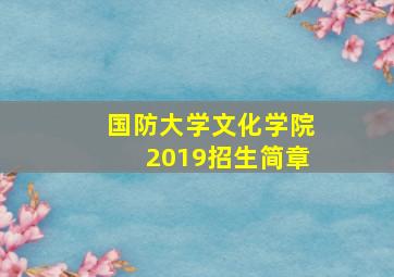 国防大学文化学院2019招生简章