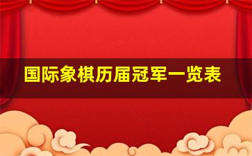 国际象棋历届冠军一览表