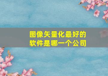 图像矢量化最好的软件是哪一个公司