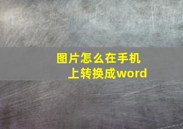 图片怎么在手机上转换成word