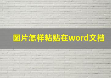 图片怎样粘贴在word文档