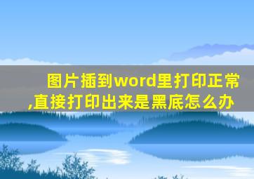 图片插到word里打印正常,直接打印出来是黑底怎么办