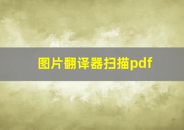 图片翻译器扫描pdf