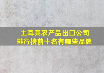 土耳其农产品出口公司排行榜前十名有哪些品牌