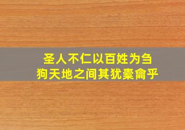 圣人不仁以百姓为刍狗天地之间其犹橐龠乎