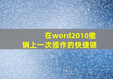 在word2010撤销上一次操作的快捷键