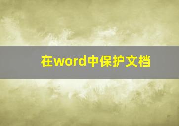 在word中保护文档