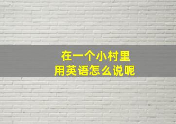 在一个小村里用英语怎么说呢