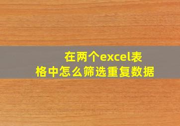 在两个excel表格中怎么筛选重复数据