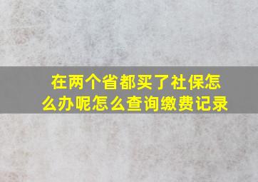 在两个省都买了社保怎么办呢怎么查询缴费记录