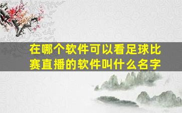 在哪个软件可以看足球比赛直播的软件叫什么名字