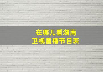 在哪儿看湖南卫视直播节目表