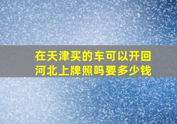 在天津买的车可以开回河北上牌照吗要多少钱