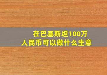 在巴基斯坦100万人民币可以做什么生意