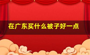 在广东买什么被子好一点